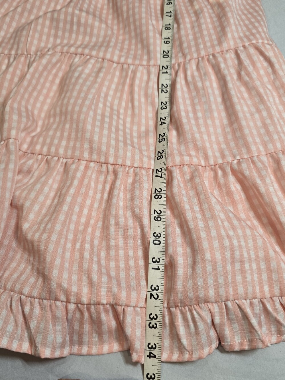 Style House Pink Gingham Tiered Ruffle V-Neck Dress Size Medium - Picture 10 of 10